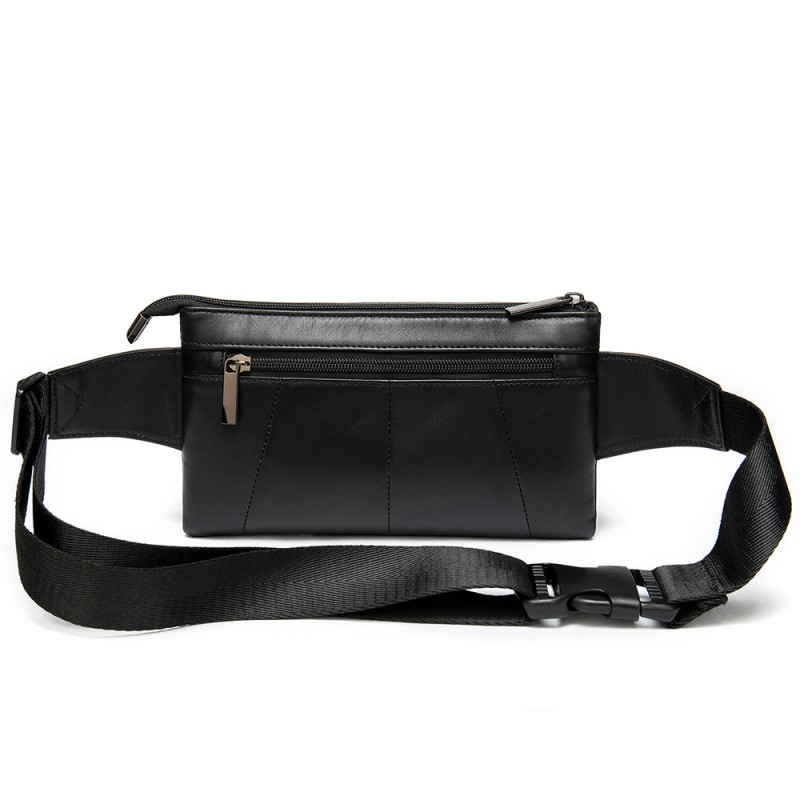 Чоловіча шкіряна сумка бананка на пояс Broadway чорна - 3 фото