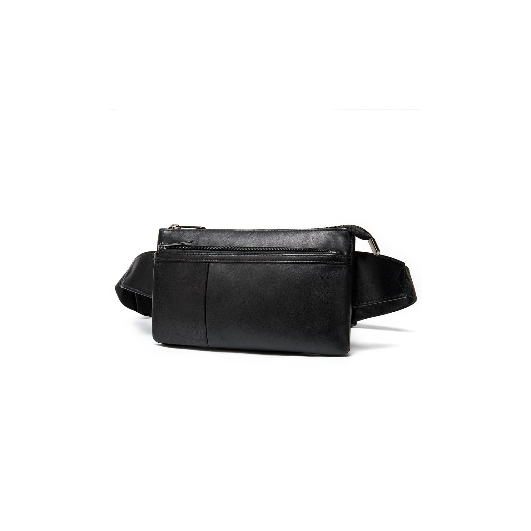 Мужская кожаная сумка бананка на пояс Broadway черная