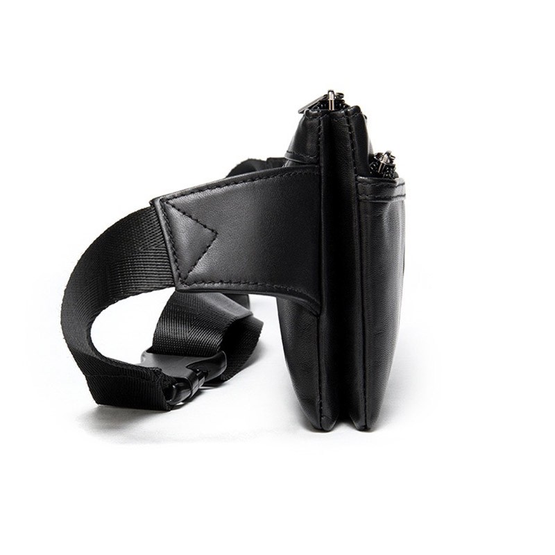 Чоловіча шкіряна сумка бананка на пояс Broadway чорна - 6 фото