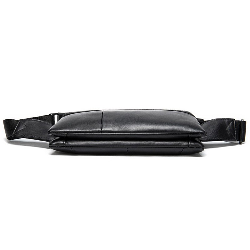Чоловіча шкіряна сумка бананка на пояс Broadway чорна - 7 фото