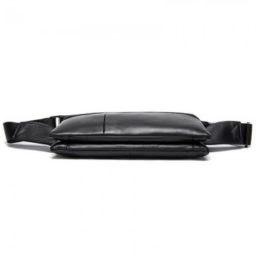 Мужская кожаная сумка бананка на пояс Broadway черная фото