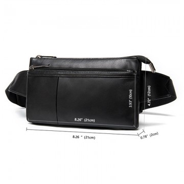 Мужская кожаная сумка бананка на пояс Broadway черная фото