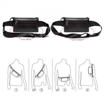 Мужская кожаная сумка бананка на пояс Broadway черная фото