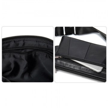 Чоловіча шкіряна сумка бананка на пояс Broadway чорна фото