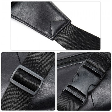 Чоловіча шкіряна сумка бананка на пояс Broadway чорна фото