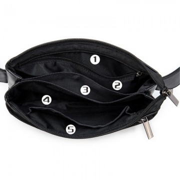 Чоловіча шкіряна сумка бананка на пояс Broadway чорна фото