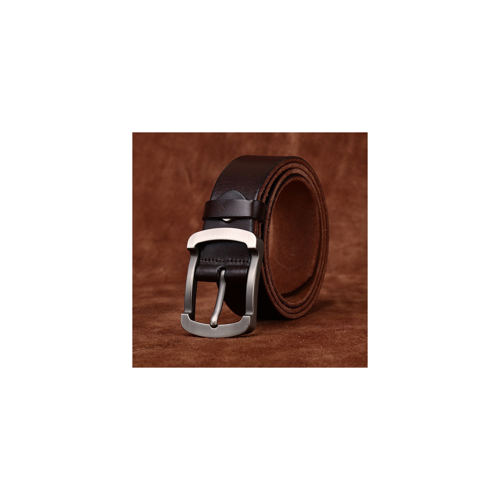 Чоловічий шкіряний ремінь Raymond темно-коричневий