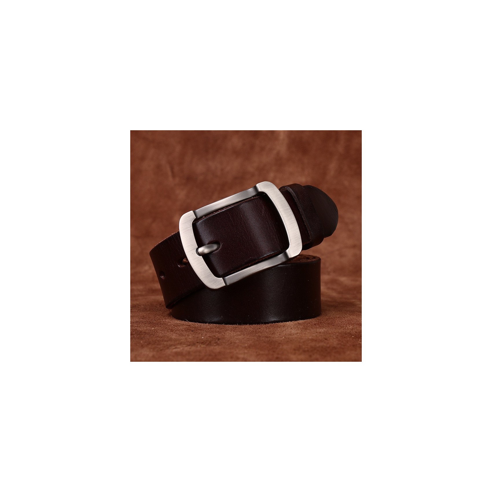 Мужской кожаный ремень Raymond темно-коричневый