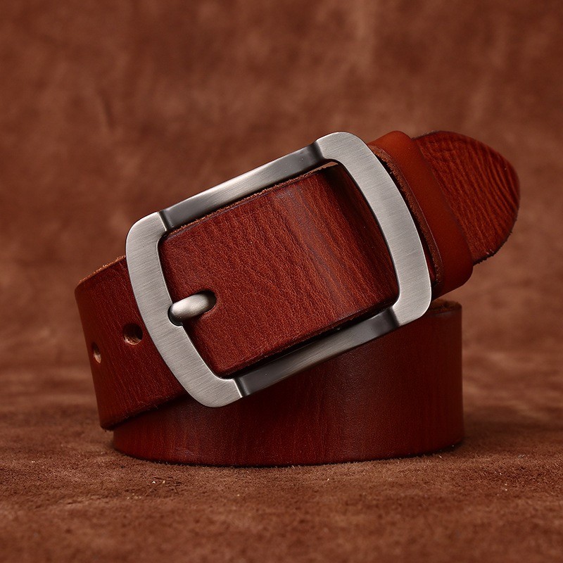 Мужской кожаный ремень Raymond коричневый - 2 фото