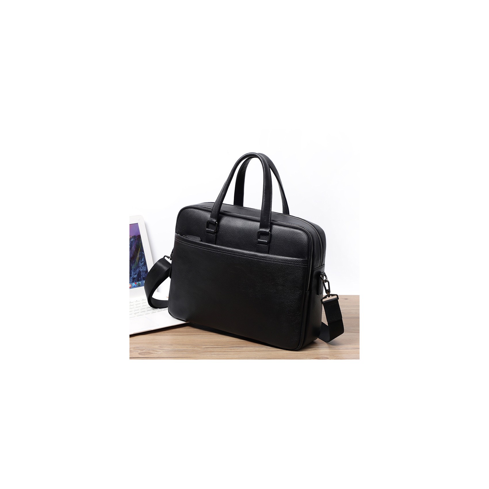 Чоловіча шкіряна сумка для ноутбука Bentheim чорна