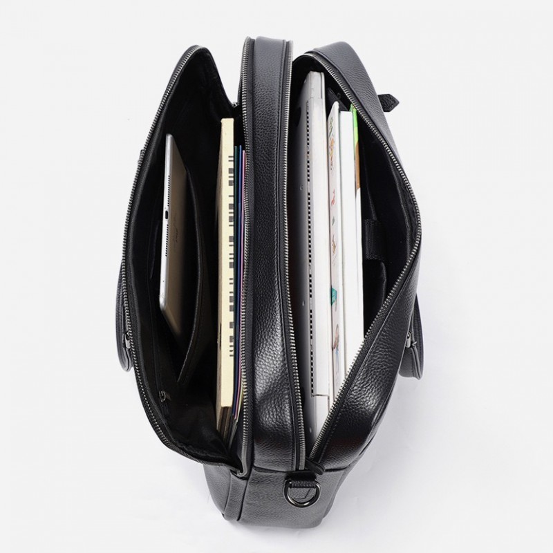 Мужская кожаная сумка для ноутбука Bentheim черная - 5 фото