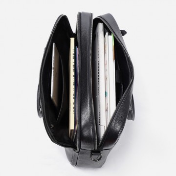 Чоловіча шкіряна сумка для ноутбука Bentheim чорна фото