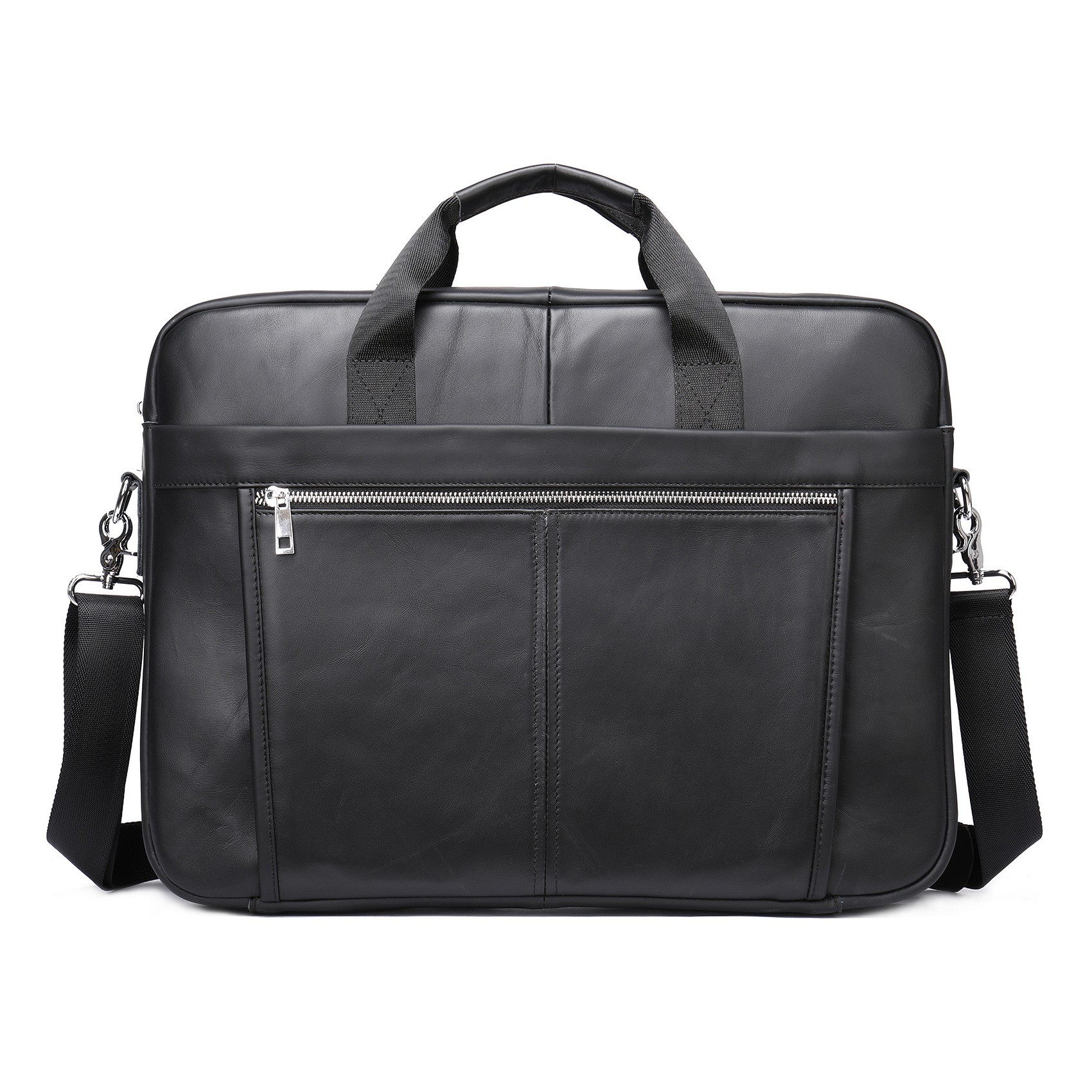 Мужская кожаная сумка для ноутбука Mortimer 17 черная