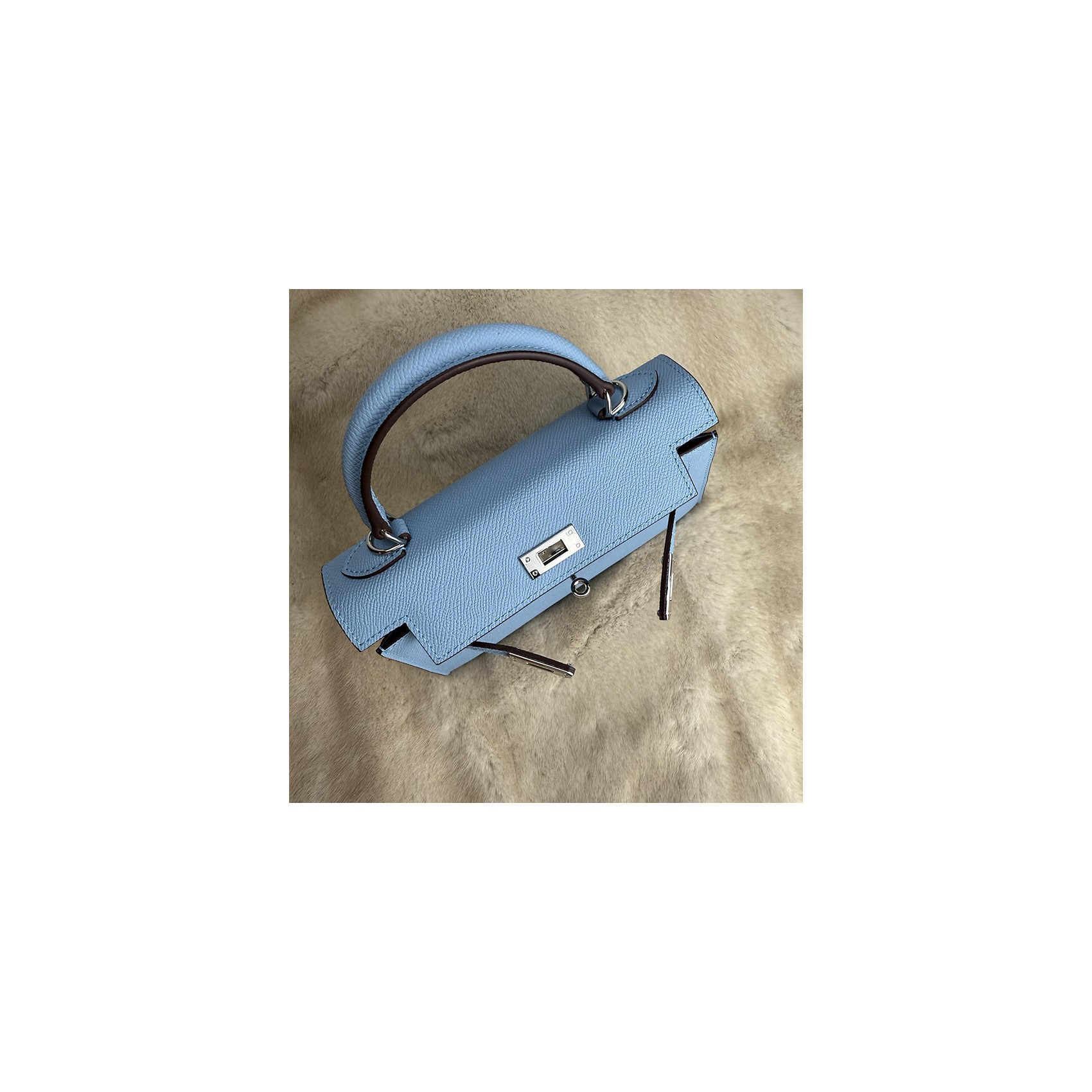 Женская кожаная сумка Kelly 22 голубая