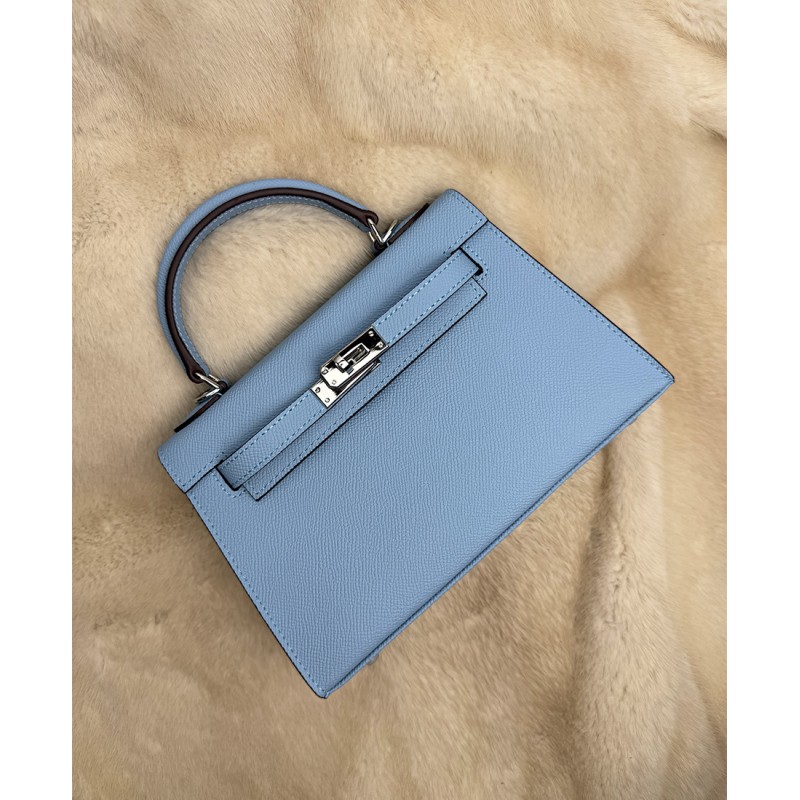 Жіноча шкіряна сумка Kelly 22 блакитна - 10 фото