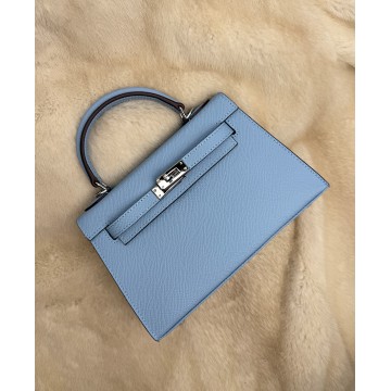 Женская кожаная сумка Kelly 22 голубая фото