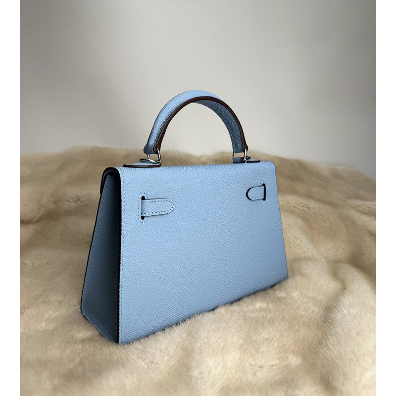 Жіноча шкіряна сумка Kelly 22 блакитна - 13 фото