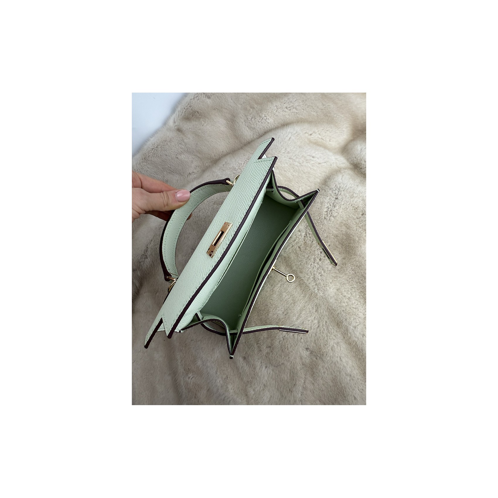 Женская кожаная сумка Kelly 22 мятная