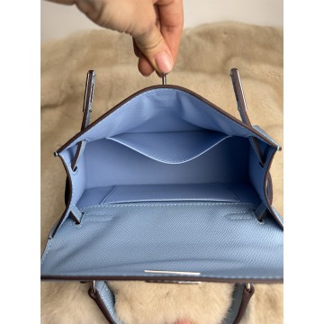 Женская кожаная сумка Kelly 22 голубая фото