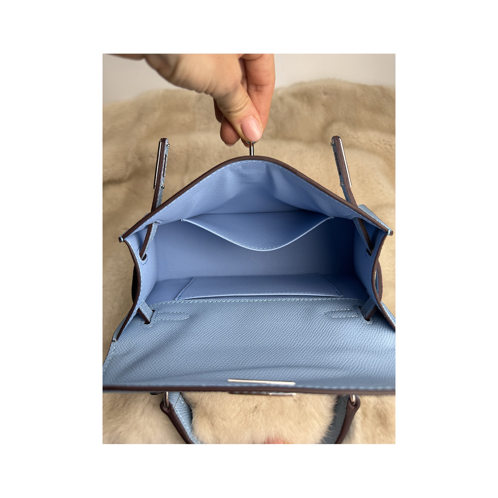 Женская кожаная сумка Kelly 22 голубая