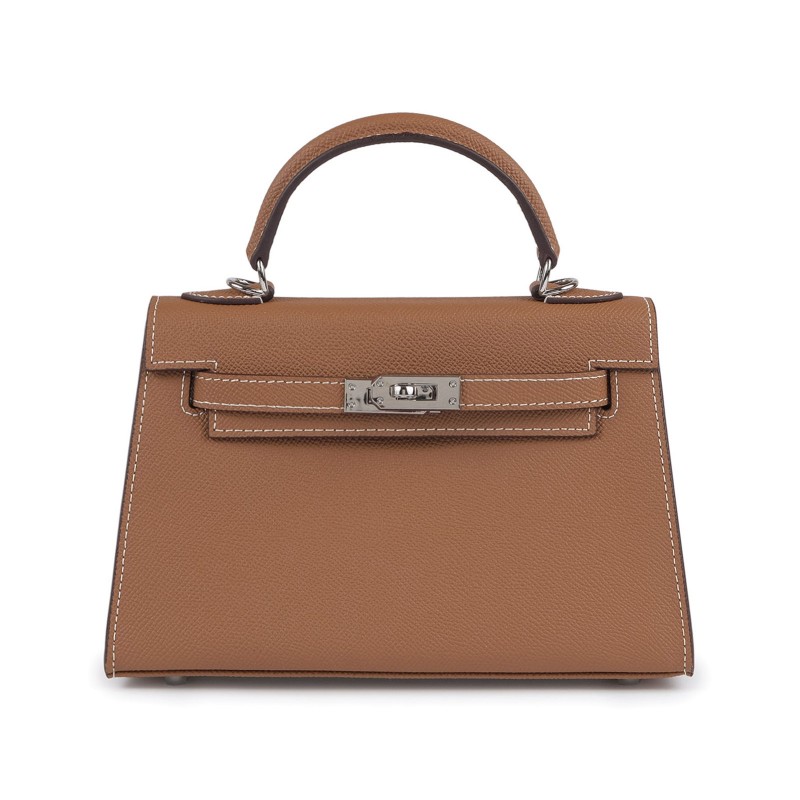 Жіноча шкіряна сумка Kelly 22 коричнева фото