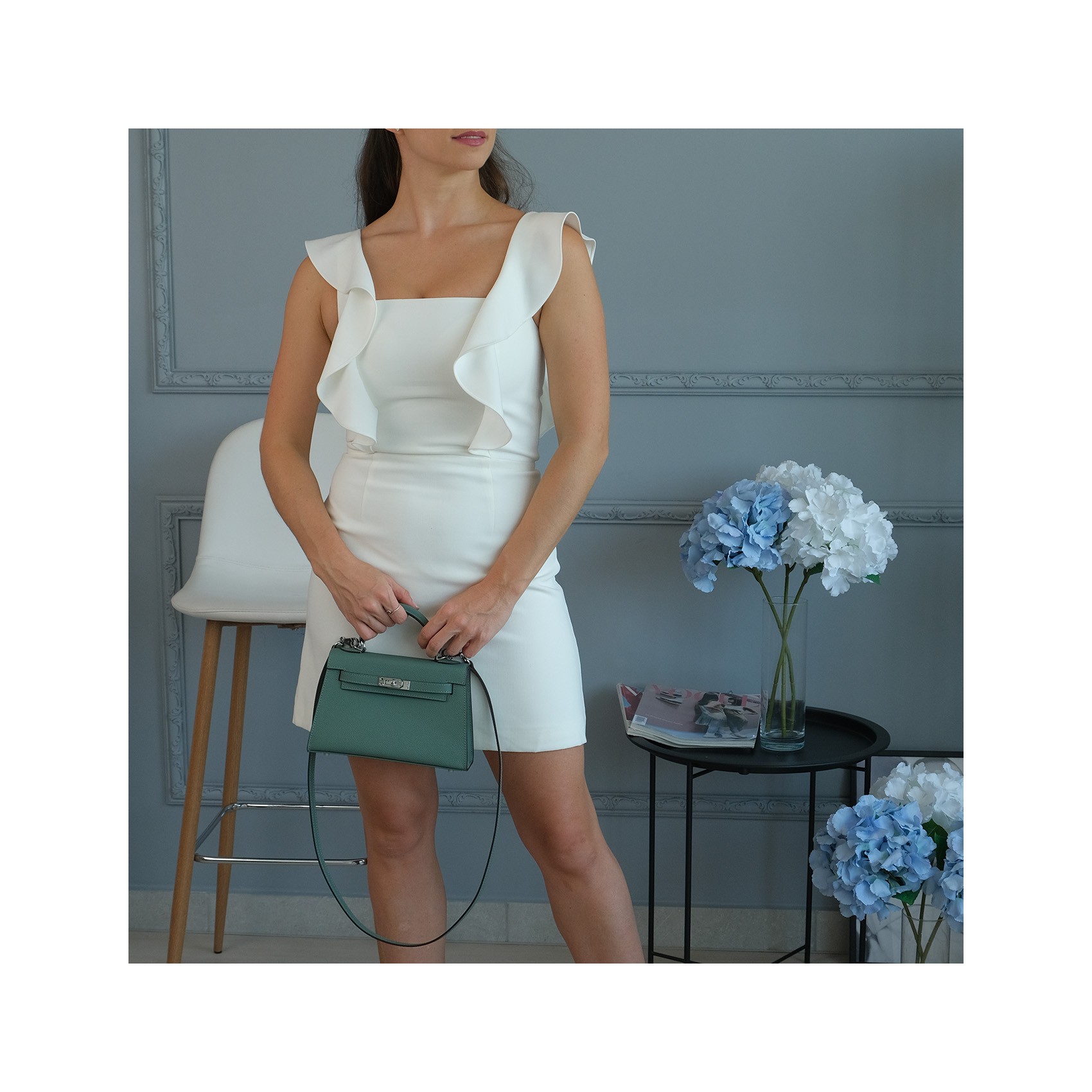 Жіноча шкіряна сумка Kelly 22 бірюзова