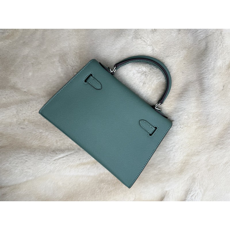 Женская кожаная сумка Kelly 22 бирюзовая - 11 фото