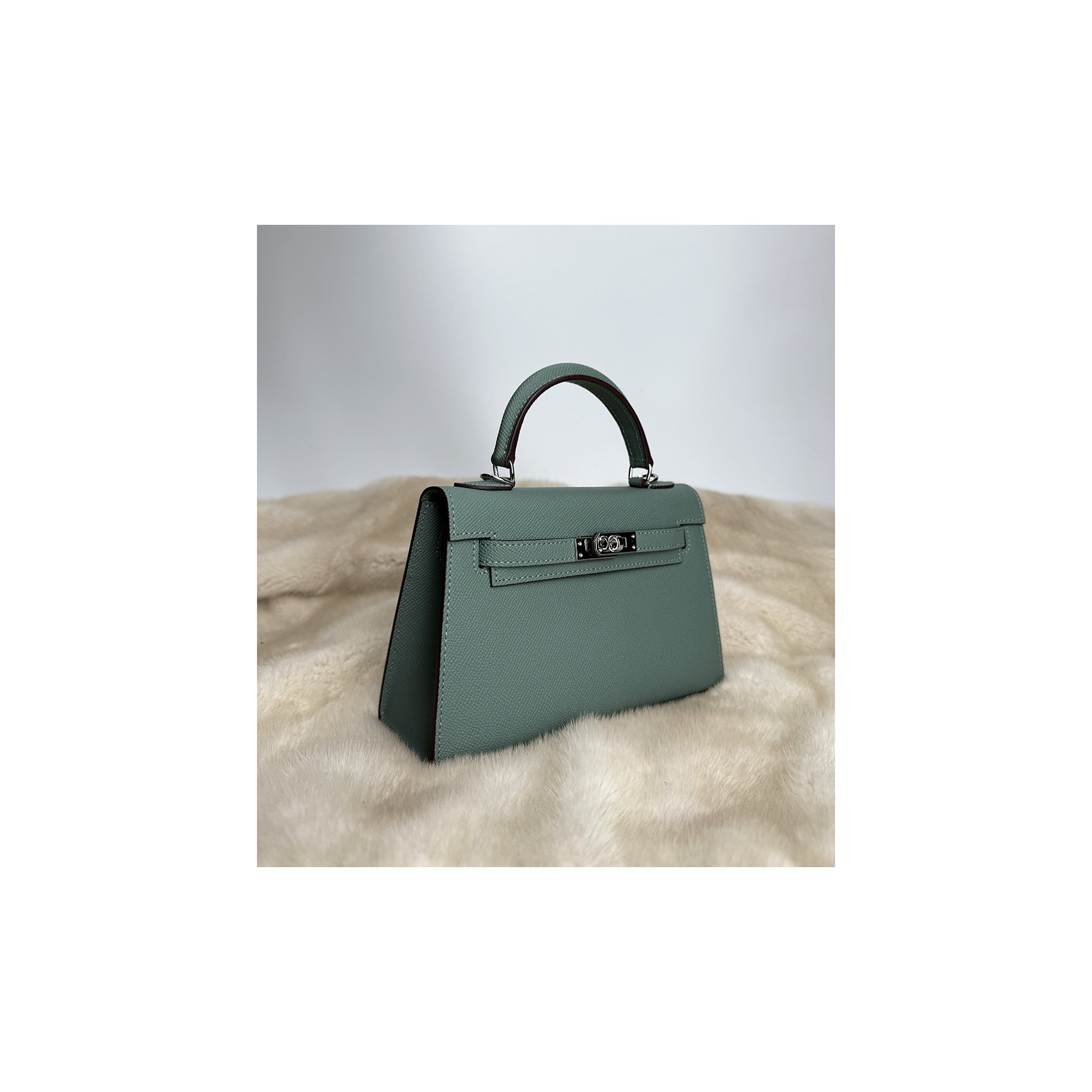 Женская кожаная сумка Kelly 22 бирюзовая