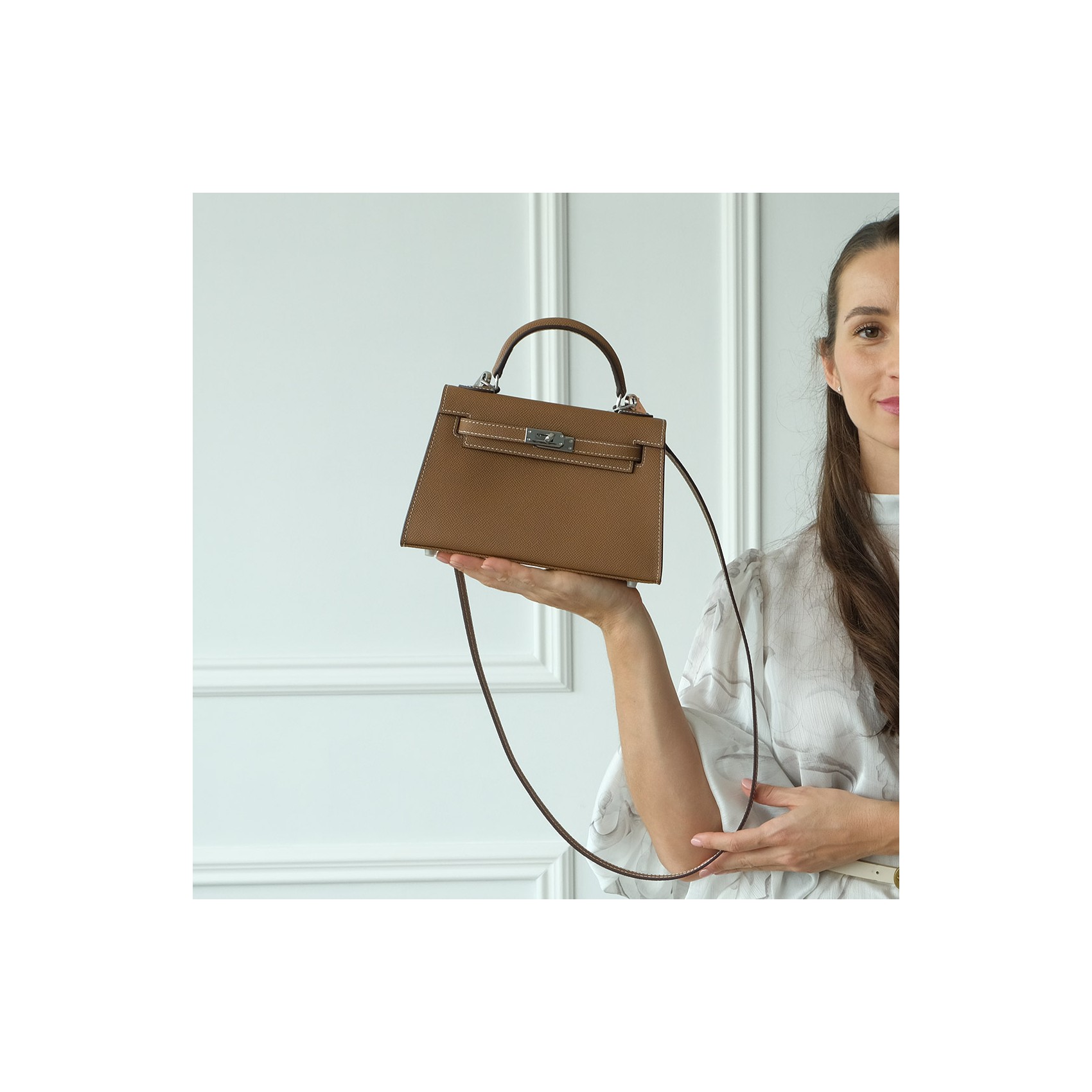 Женская кожаная сумка Kelly 22 коричневая