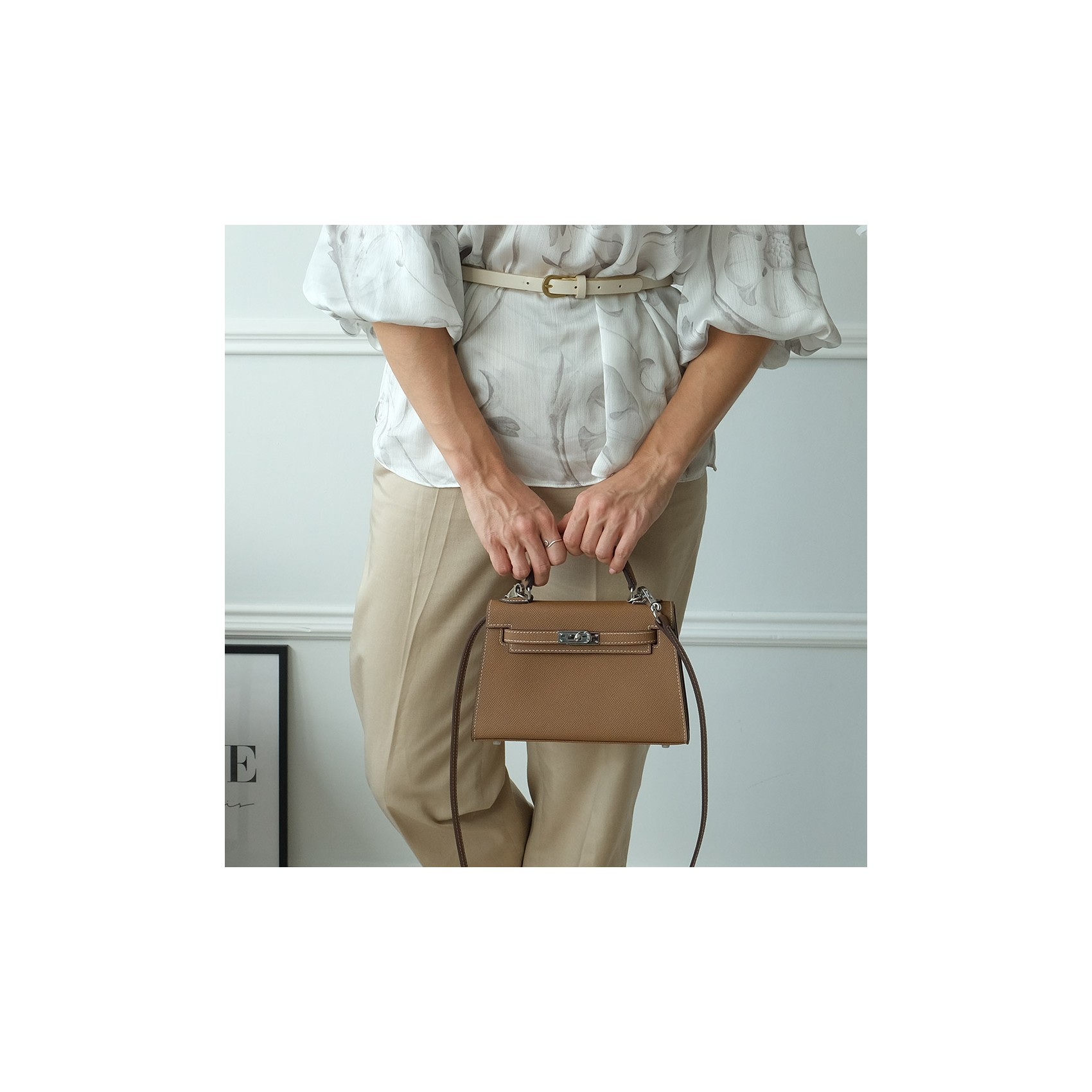 Женская кожаная сумка Kelly 22 коричневая