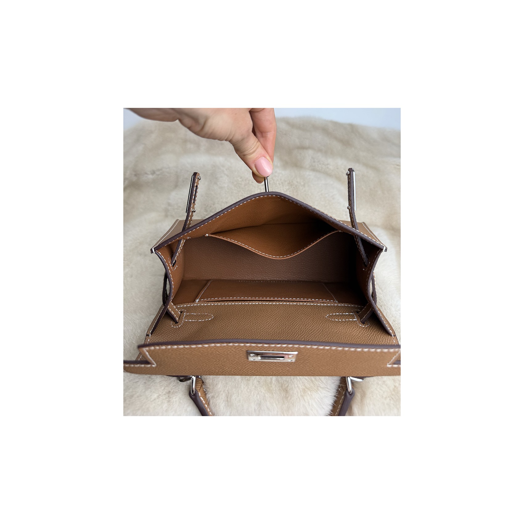 Женская кожаная сумка Kelly 22 коричневая