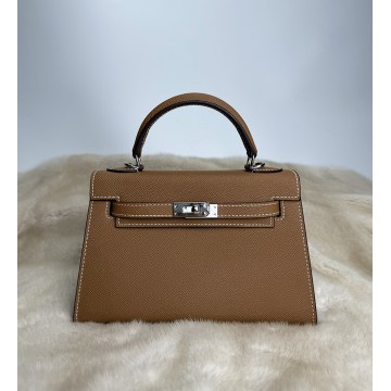 Жіноча шкіряна сумка Kelly 22 коричнева фото