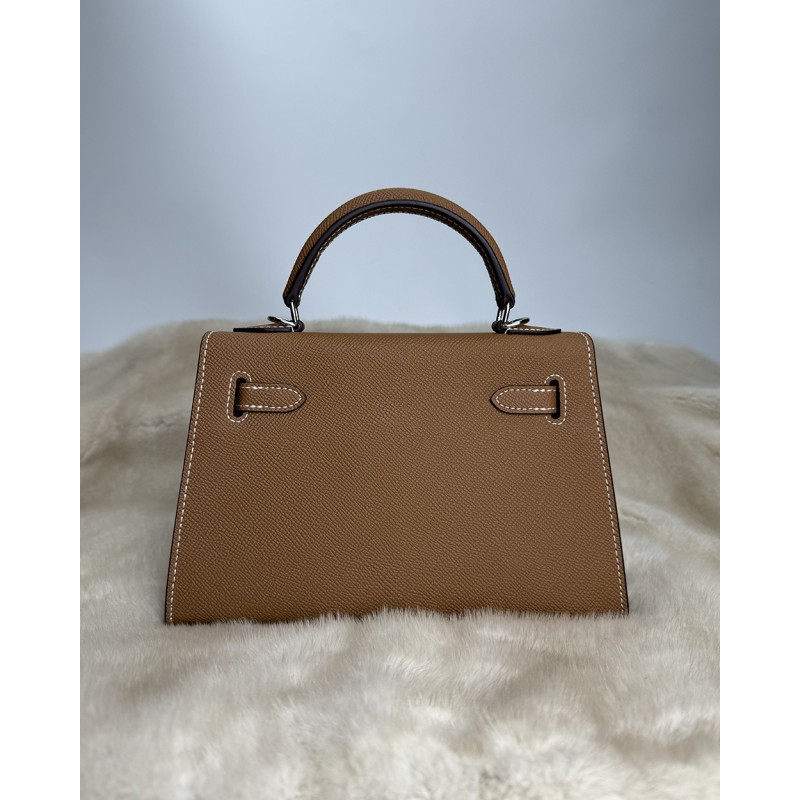 Жіноча шкіряна сумка Kelly 22 коричнева - 9 фото