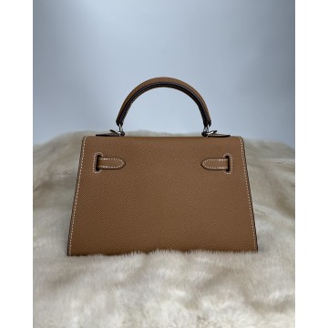 Женская кожаная сумка Kelly 22 коричневая фото