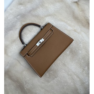 Жіноча шкіряна сумка Kelly 22 коричнева фото