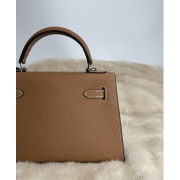 Жіноча шкіряна сумка Kelly 22 коричнева фото