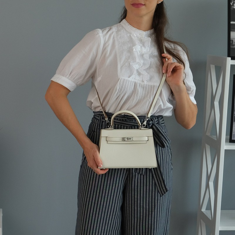 Жіноча шкіряна сумка Kelly 22 біла - 1 фото