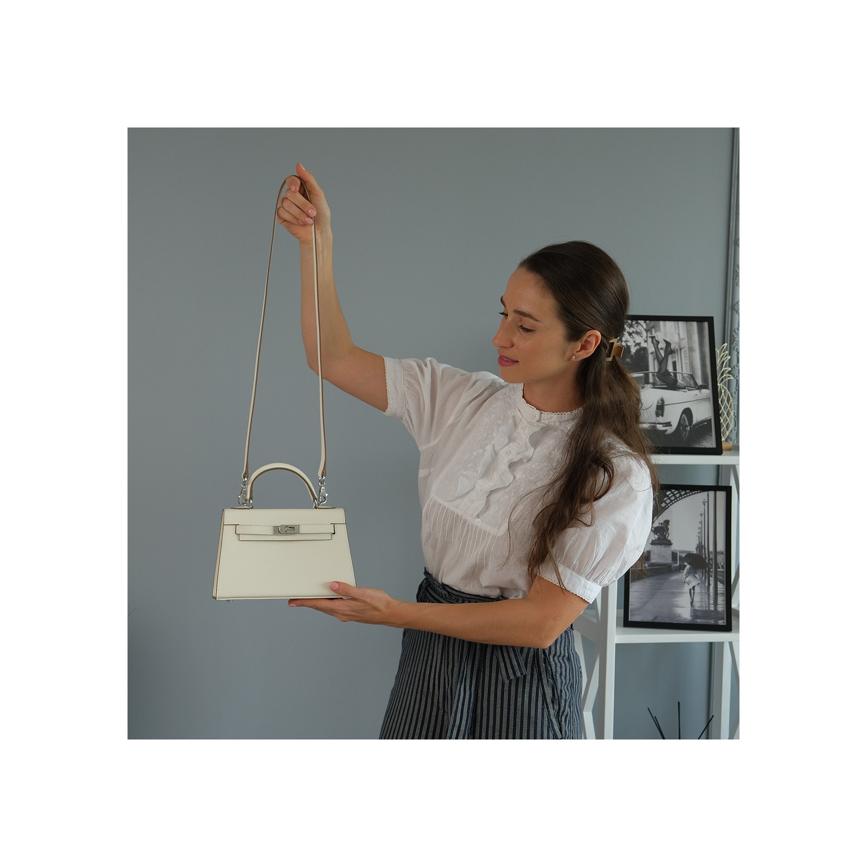 Женская кожаная сумка Kelly 22 белая