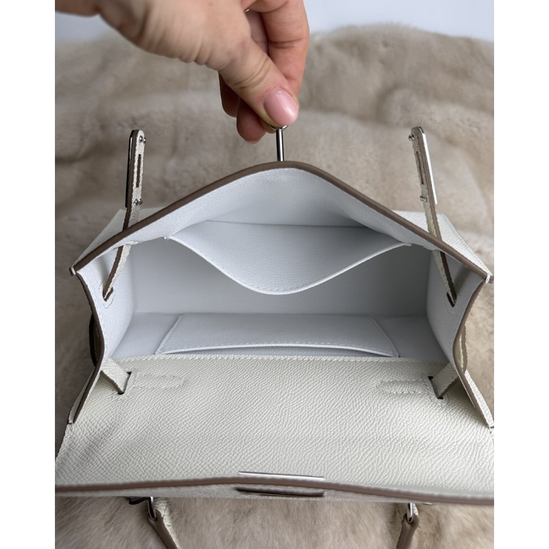 Женская кожаная сумка Kelly 22 белая - 9 фото