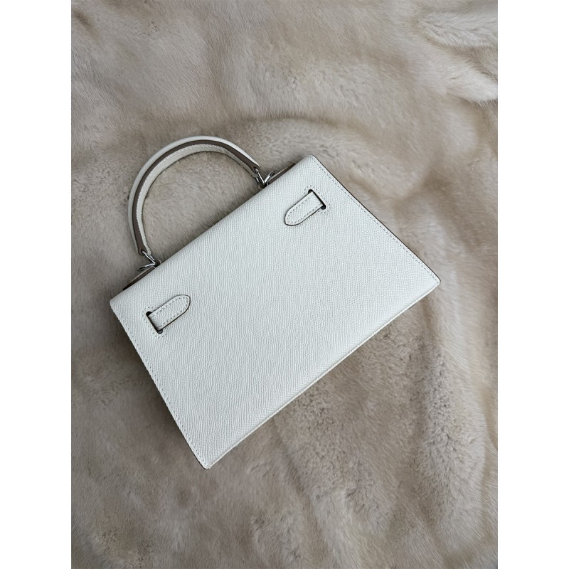 Женская кожаная сумка Kelly 22 белая - 10 фото