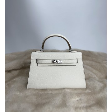 Женская кожаная сумка Kelly 22 белая фото