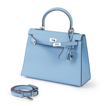 Жіноча шкіряна сумка Kelly 25 блакитна фото
