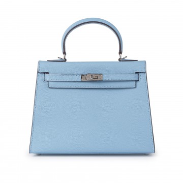 Женская кожаная сумка Kelly 25 голубая фото