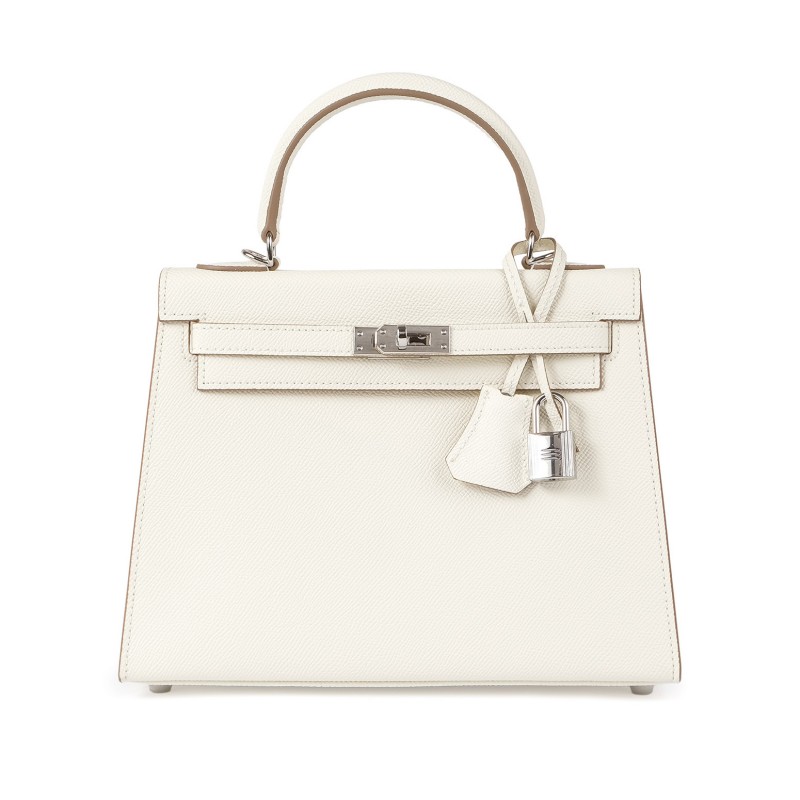 Жіноча шкіряна сумка Kelly 25 біла фото