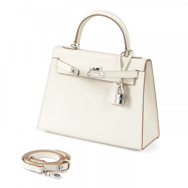 Женская кожаная сумка Kelly 25 белая - 1 фото