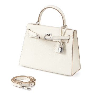 Жіноча шкіряна сумка Kelly 25 біла фото