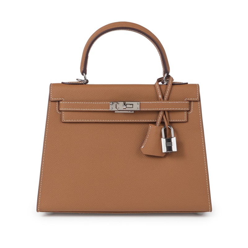 Жіноча шкіряна сумка Kelly 25 коричнева фото