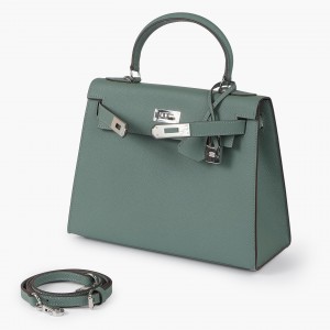 Женская кожаная сумка Kelly 28 бирюзовая