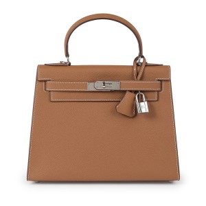 Женская кожаная сумка Kelly 28 коричневая