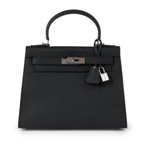 Женская кожаная сумка Kelly 28 черная